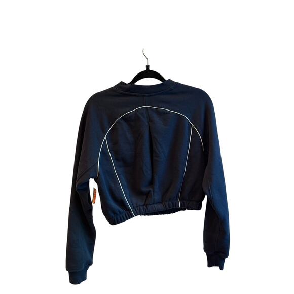 $120 Free People Movement 2 Pc Shorts Sweater Set Navy Blue/White S NWT - Picture 3 of 6